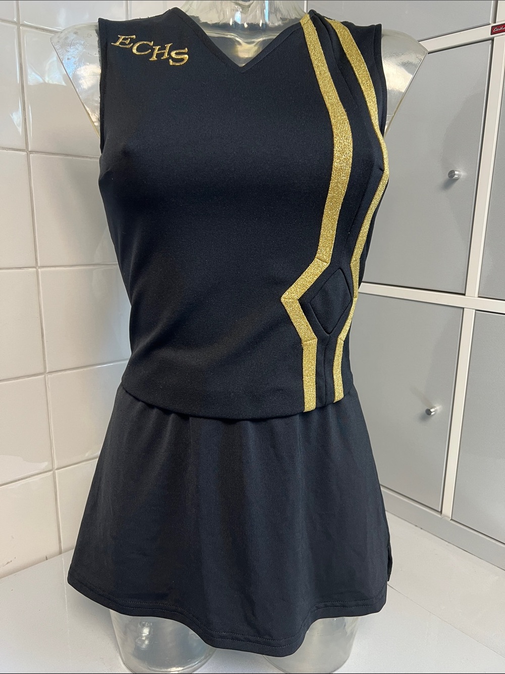 Black & Gold 3-pc ECHS Cheer Uniform 34 S/M NWOT